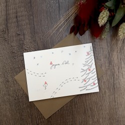 Carte et enveloppe Joyeux Noël petit oiseau