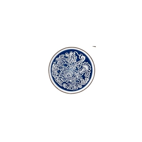 Assiette Molly - Fleurs sur fond bleu