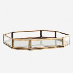Plateau hexagonal verre et métal feuillage