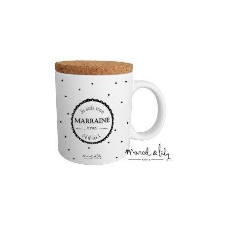 Mug avec couvercle Marraine trop géniale