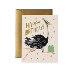 Carte double Ostrich birthday