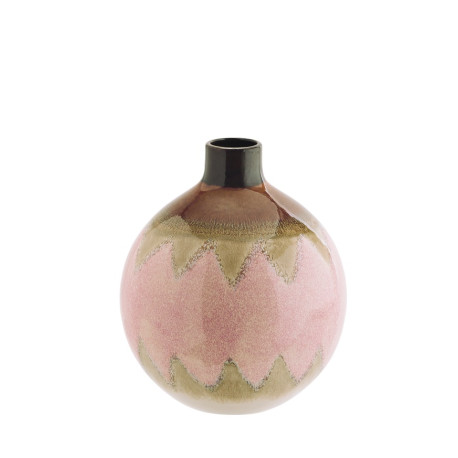 Grand vase rond multico rose/crème