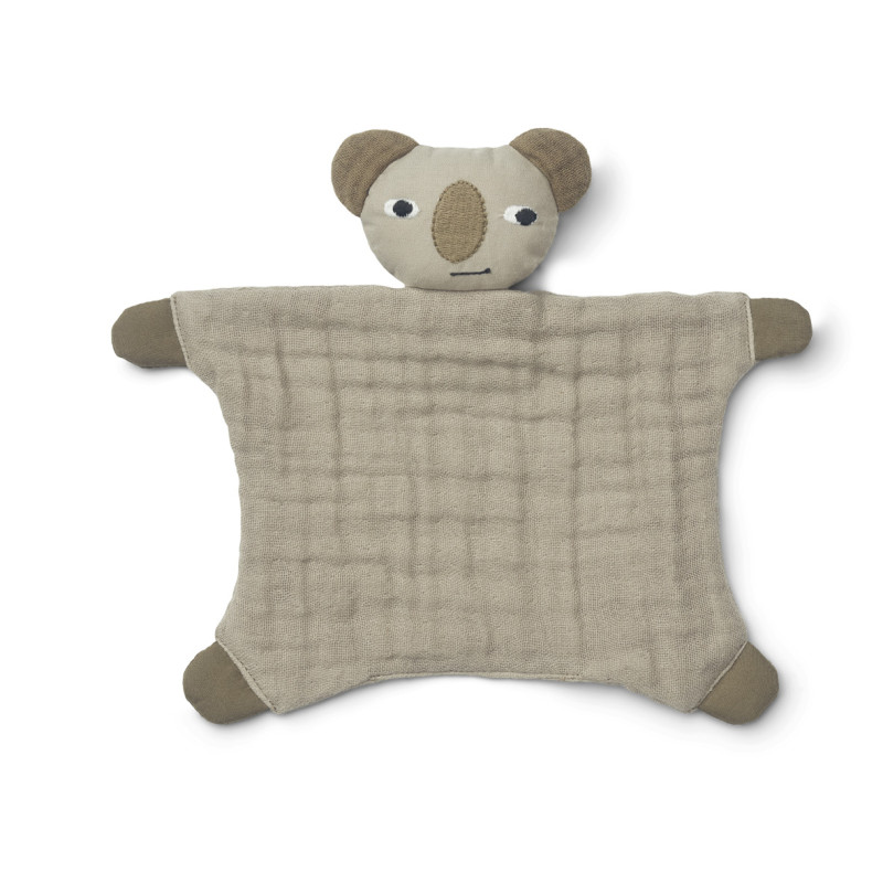 Doudou bébé en coton gris et blanc KOALA