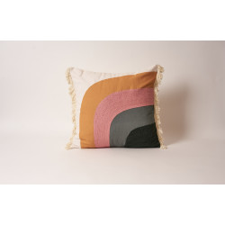 Coussin Madison brodé moutarde