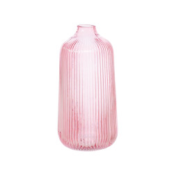 Grand vase en verre ligné - rose