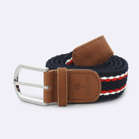 Ceinture lignée marine/rouge/blanc NAV08