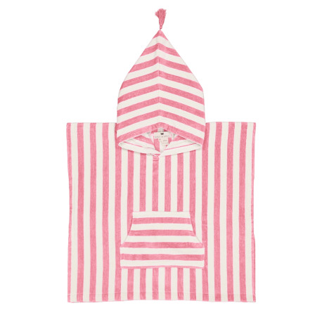 Poncho de bain rayé strawberry et blanc