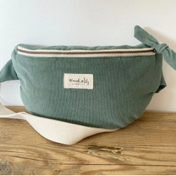 Sac banane en velours - Vert céladon