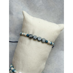 Bracelet PAPA fil - perles argentées