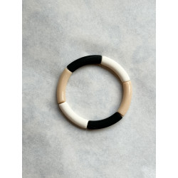 Bracelet tubes fins noir/beige/crème