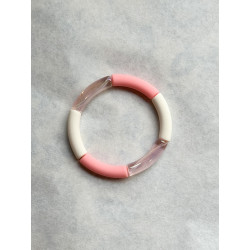 Bracelet tubes fins translucide rosé/rose clair/crème