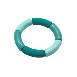 Bracelet tubes larges aqua mat/piscine clair/bleu