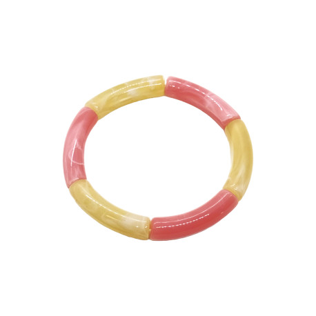 Bracelet tubes fins rose marbré/beige marbré