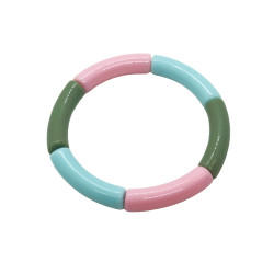 Bracelet tubes fins bleu/sauge/rose clair