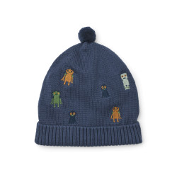 Bonnet Aster Robots / Indigo blue - 5/6 ans