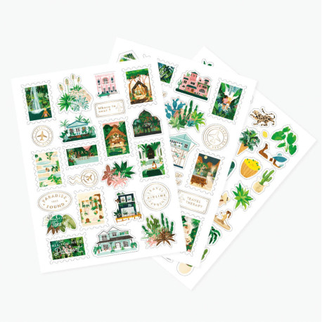 Feuilles de stickers motifs Wanderlust