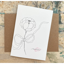 Carte et enveloppe Merci (pivoine)