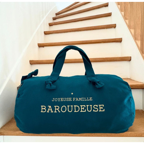 Sac polochon Joyeuse famille baroudeuse - Bleu paon