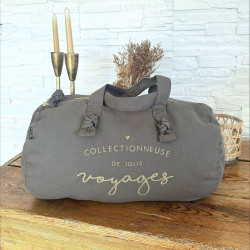 Sac polochon Collectionneuse de voyages - Taupe