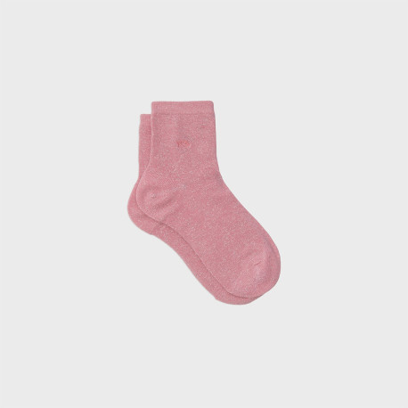 Chaussettes Unies pailletées - Rose pêche - Taille 37/40