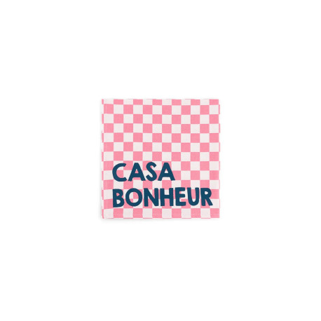 Serviette de table - Damier strawberry "Casa bonheur"