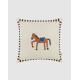 Coussin carré - Rayé marron et cheval 