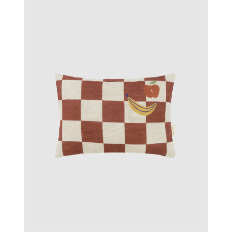 Coussin rectangulaire - Bordeaux avec fruits