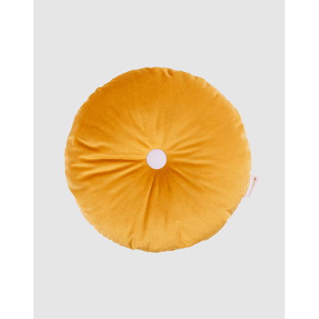 Coussin rond velours - Farniente yellow