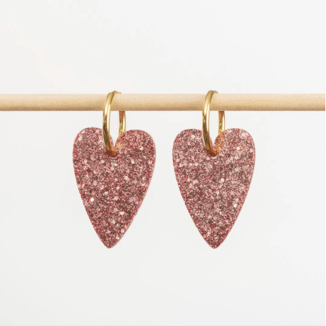 Boucles d'oreilles coeur - Champagne rosé