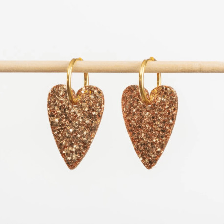 Boucles d'oreilles coeur - Champagne