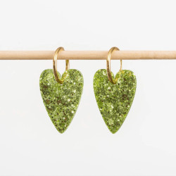 Boucles d'oreilles coeur - Verte