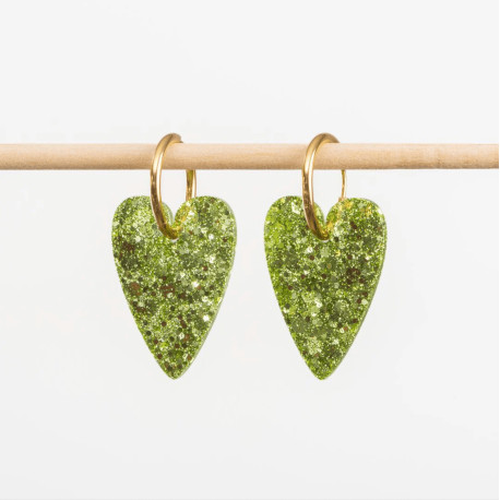 Boucles d'oreilles coeur - Verte