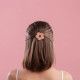 Barrette ronde fleur - Mix orange