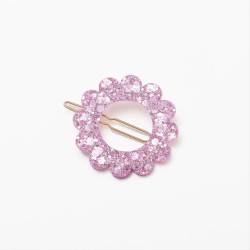 Barrette ronde sunflower - Rose