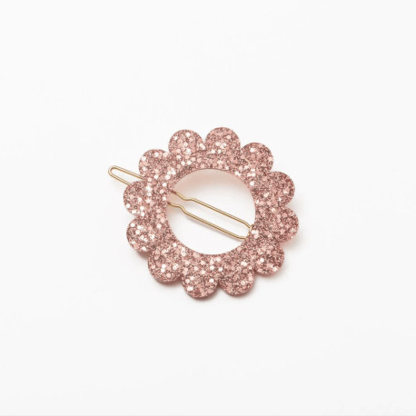 Barrette ronde sunflower - Champagne rosé