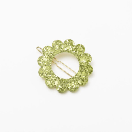 Barrette ronde sunflower - Verte