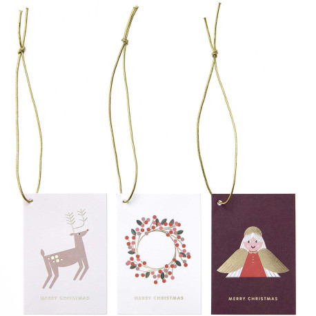 Lot de 6 étiquettes cadeaux I love Christmas