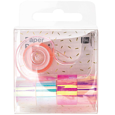 Set de masking tapes miroir colorés et distributeur