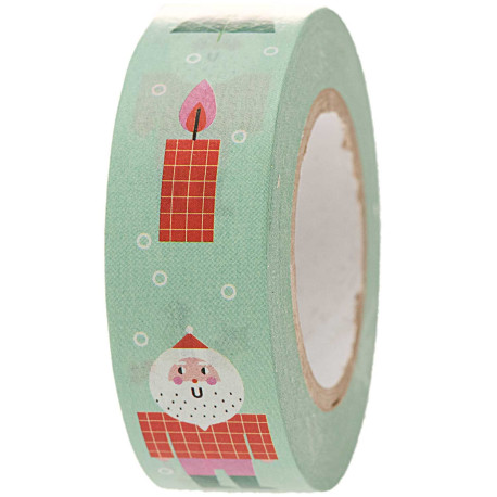 Masking tape personnages de Noël fond vert