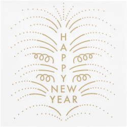 Serviettes en papier Happy new year blanches, par 20