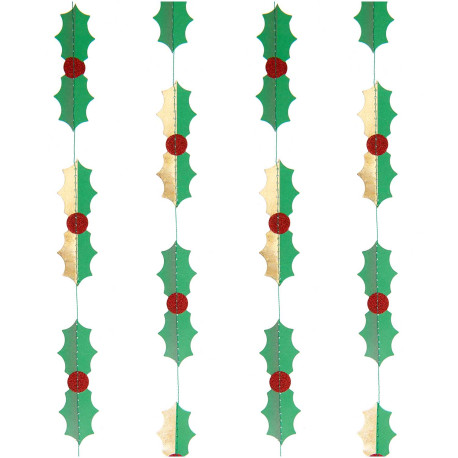 Guirlande de houx cousu - 2 mètres