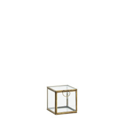 Boîte cube en verre et laiton