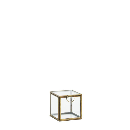 Boîte cube en verre et laiton