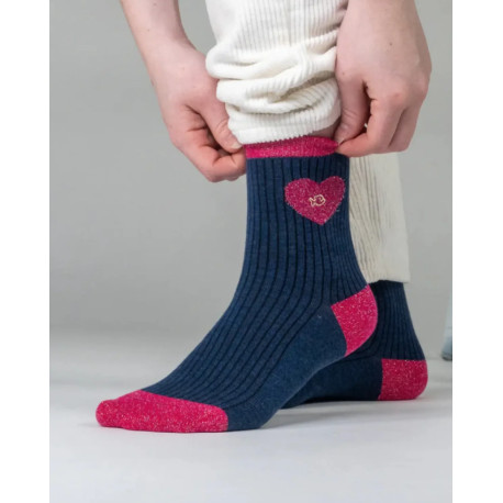 Chaussettes Coeur - Bleu marine - Taille 37/40