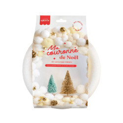 Kit couronne de Noël - Blanc et doré