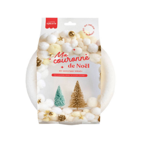 Kit couronne de Noël - Blanc et doré