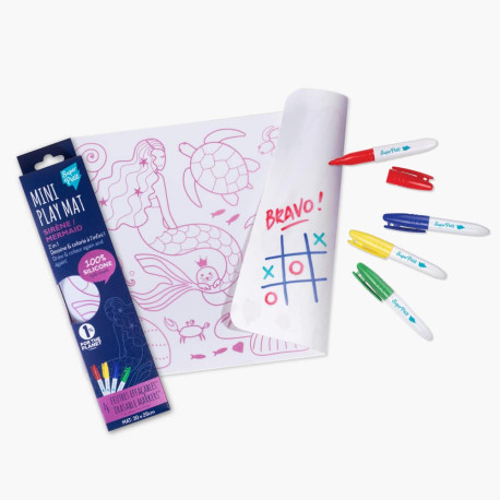 Mini set en silicone à colorier + 4 feutres - Sirène