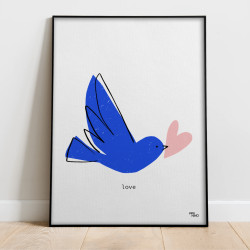 Affiche A4 - Oiseau coeur