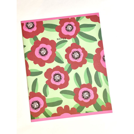 Carnet Fabrique - Fleurs rose/vert