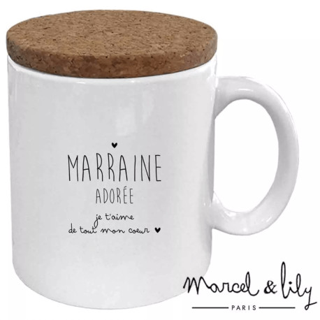 Mug avec couvercle Marraine adorée je t'aime